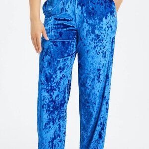 Fabletics Crushed Velour Go-To-Go Wide Leg Pant Short Celeste Size M NWT